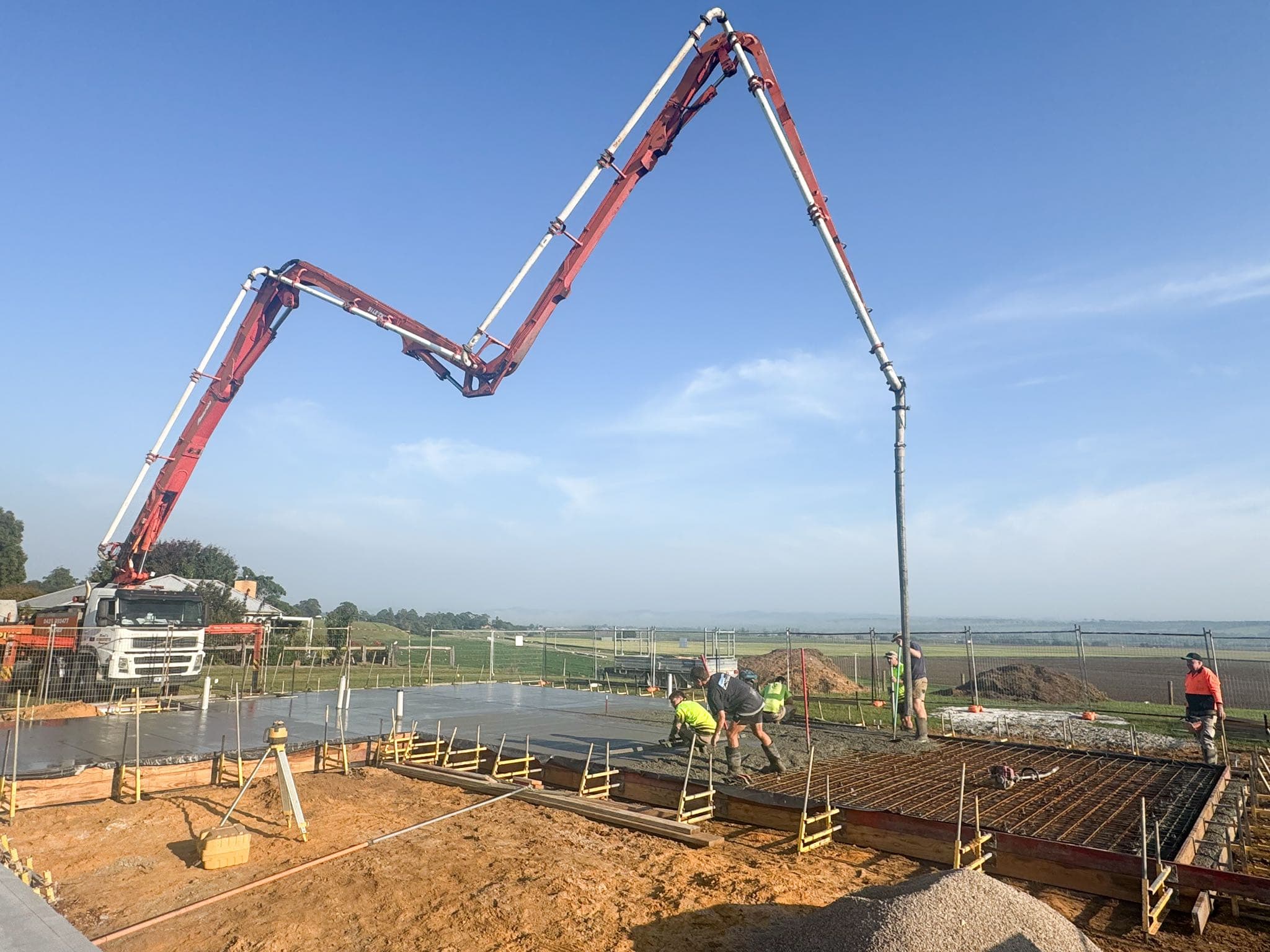 RBM team pouring a house slab in Lindenow, East Gippsland